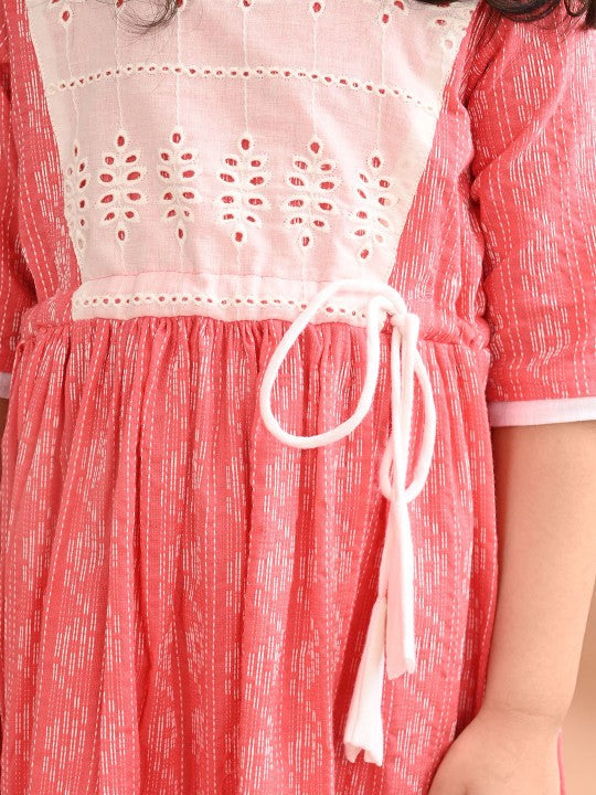 Girls Printed Cotton A-Line Dress-4