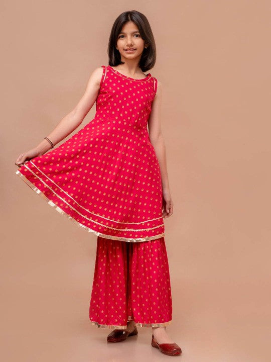 Girls Printed Kurta with Sharara-1