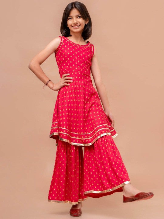 Girls Printed Kurta with Sharara