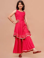 Girls Printed Kurta with Sharara