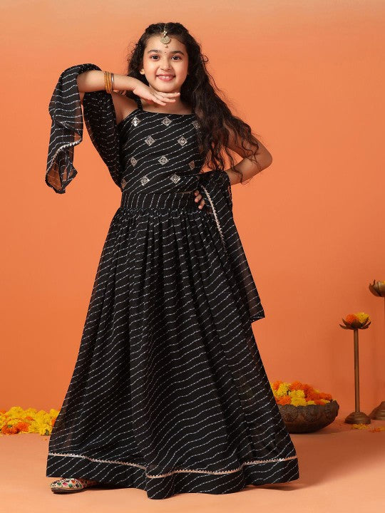 Girls Printed Ready to Wear Georgette Lehenga & Blouse With Dupatta-1