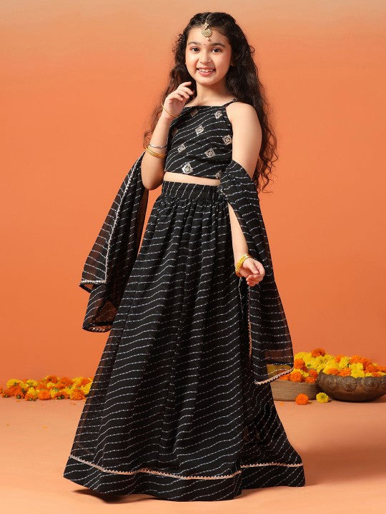 Girls Printed Ready to Wear Georgette Lehenga & Blouse With Dupatta-3