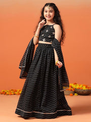 Girls Printed Ready to Wear Georgette Lehenga & Blouse With Dupatta