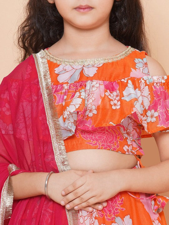 Girls Printed Ready to Wear Lehenga & Blouse With Dupatta
