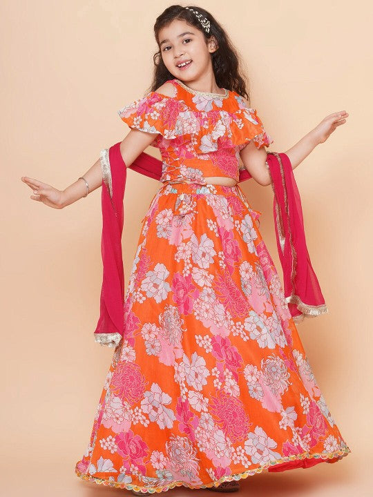 Girls Printed Ready to Wear Lehenga & Blouse With Dupatta-3