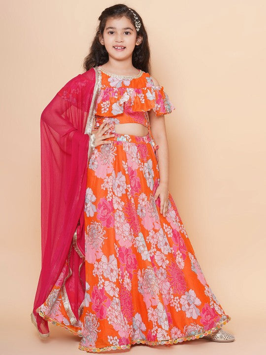Girls Printed Ready to Wear Lehenga & Blouse With Dupatta-1
