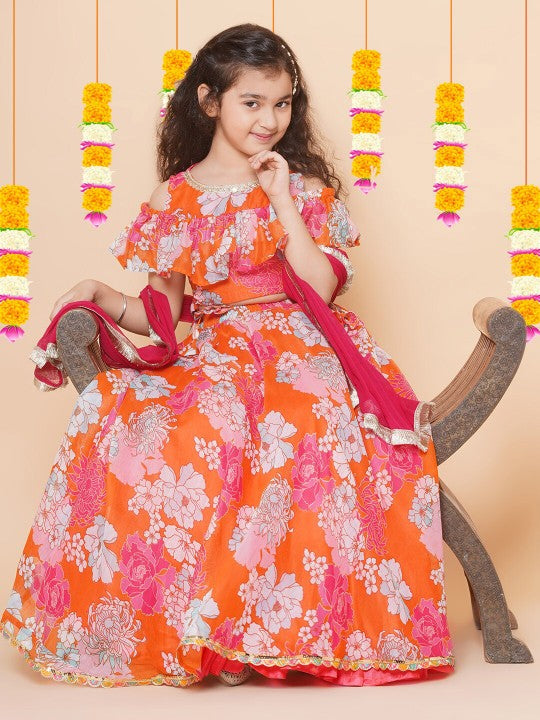 Girls Printed Ready to Wear Lehenga & Blouse With Dupatta