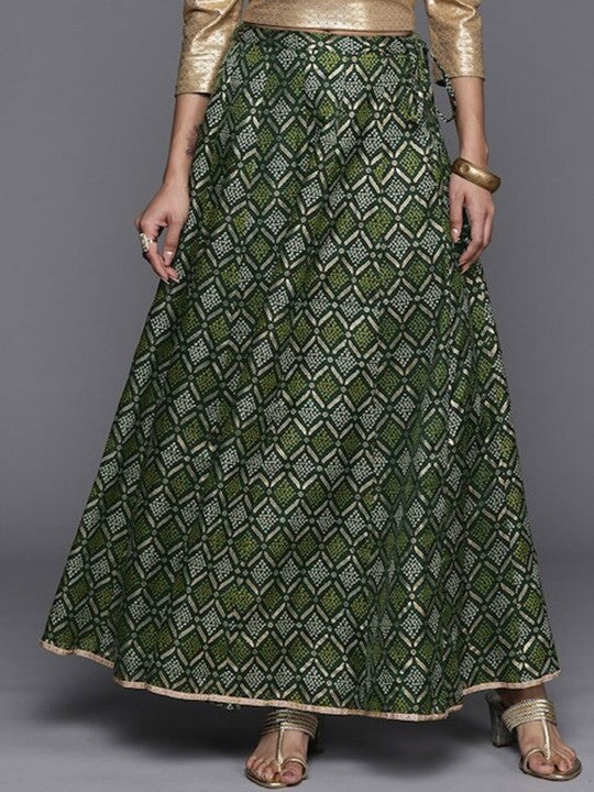 Ethnic Motifs Printed Flared Maxi Skirt-3