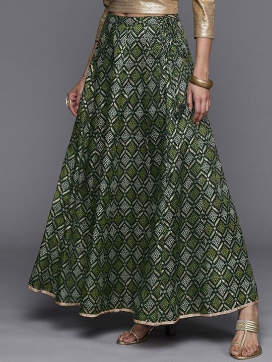 Ethnic Motifs Printed Flared Maxi Skirt-6