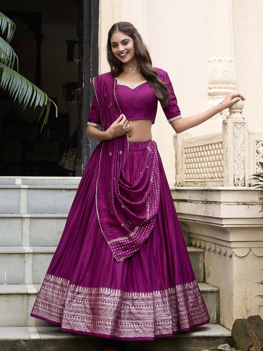 Embellished Ready to Wear Lehenga & Unstitched Blouse With Dupatta-1