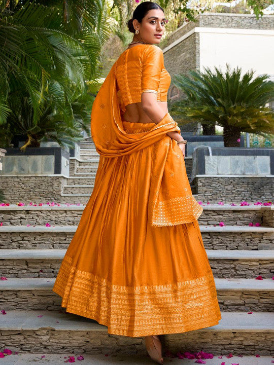 Embellished Ready to Wear Lehenga & Unstitched Blouse With Dupatta-12