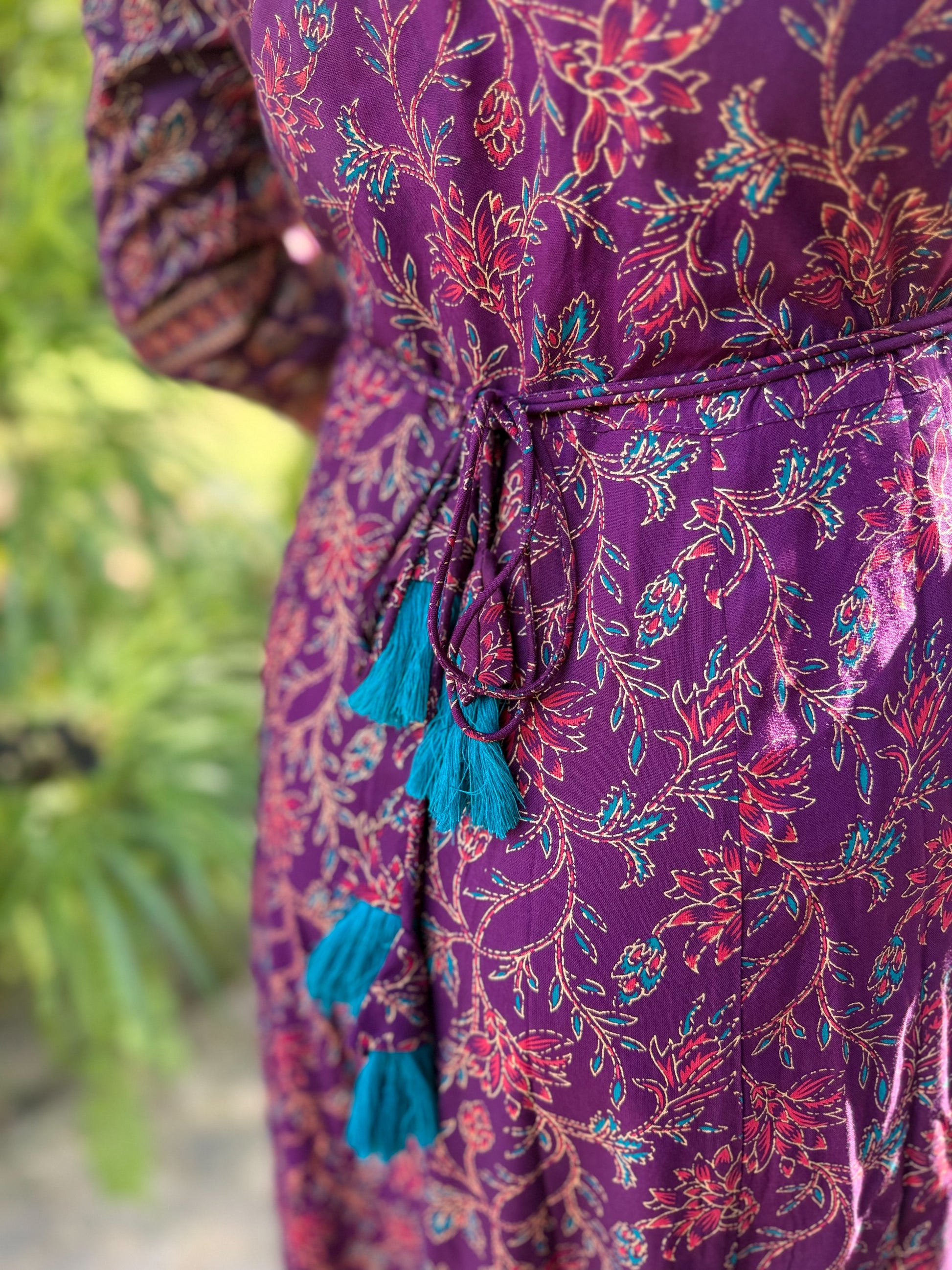 Deep Plum Floral Anarkali Maxi With Sequin Detailing-10