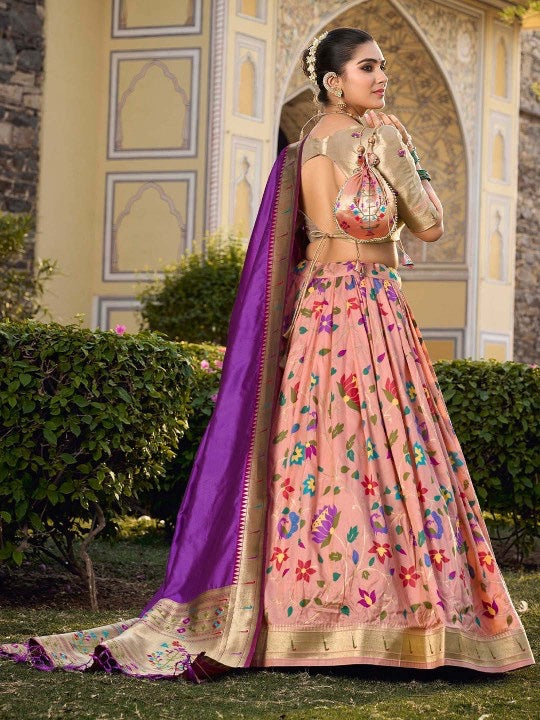 Woven Design Silk Semi Stitched Lehenga & Unstitched Blouse With Dupatta-2
