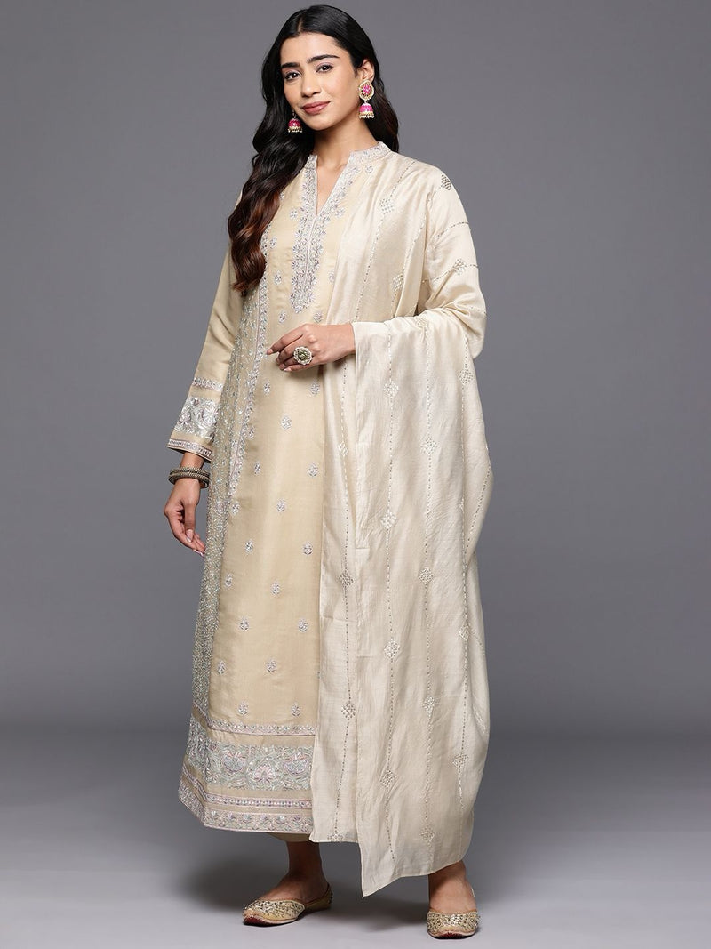 Women Floral Embroidered Regular Sequinned Kurta with Trousers & Dupatta-1