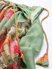 Printed Organza Semi-Stitched Lehenga & Unstitched Blouse With Dupatta
