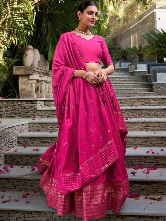 Embellished Ready to Wear Lehenga & Unstitched Blouse With Dupatta-20
