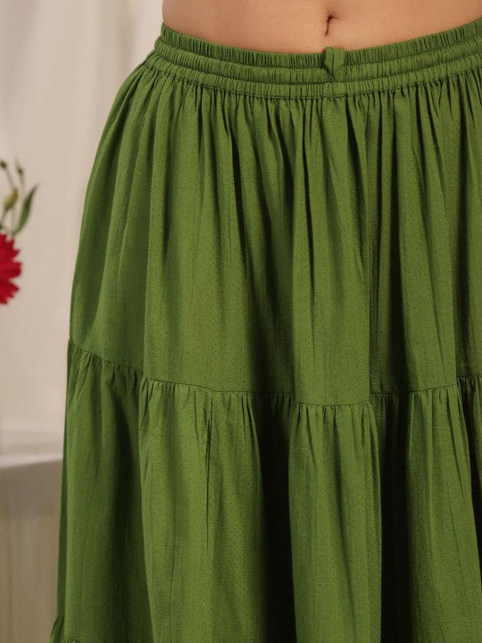 Anayna Pure Cotton Flared Maxi Skirt-7