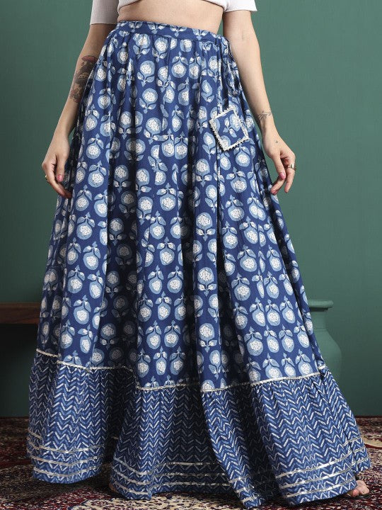 Printed Flared Maxi Skirts-1