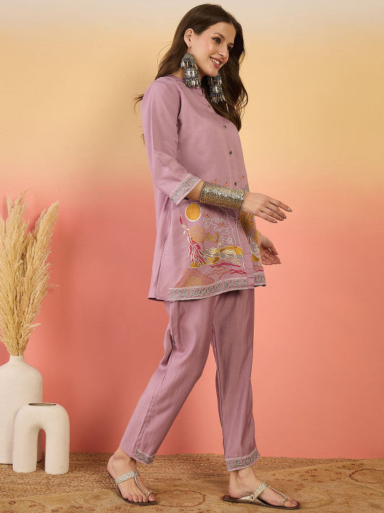Embroidered Tunic With Trouser Co-Ords-8