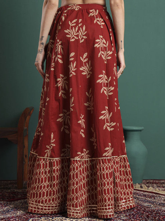Printed Flared Maxi Skirts-5