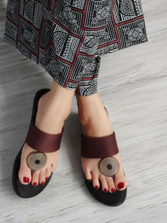 Embellished Retro Open Toe Flats-2