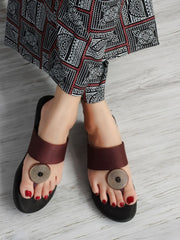 Embellished Retro Open Toe Flats