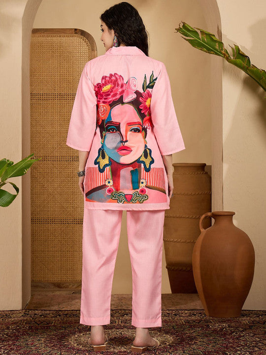 Abstract Printed Tunic With Trouser Co-Ords