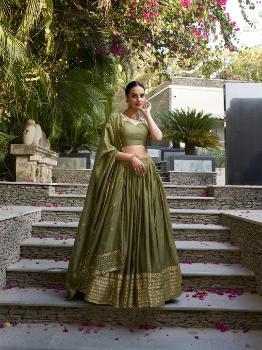 Embellished Ready to Wear Lehenga & Unstitched Blouse With Dupatta-17