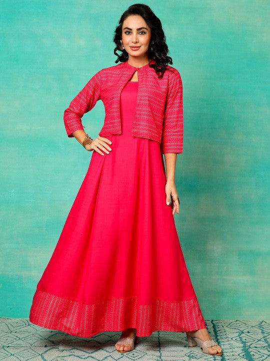 Mandarin Collar Maxi Dress