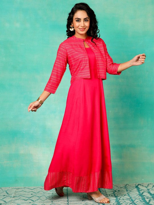 Mandarin Collar Maxi Dress-3