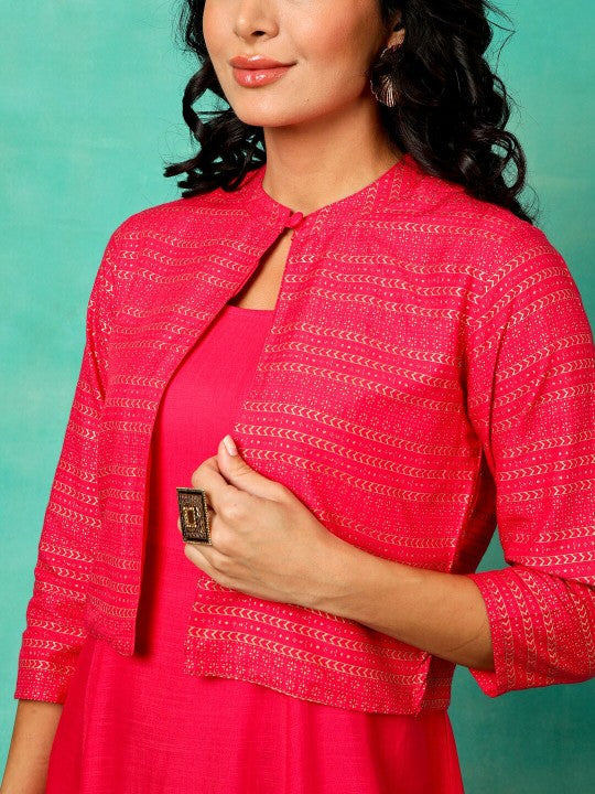 Mandarin Collar Maxi Dress-5