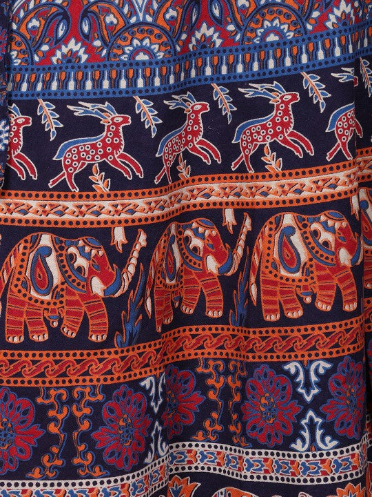 Mood Indigo Elephant & Deers Printed Wrap Around Skirt-5