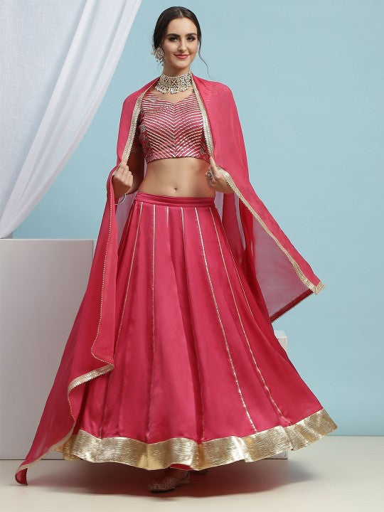 Embroidered V-Neck Ready to Wear Lehenga & Blouse With Dupatta-1