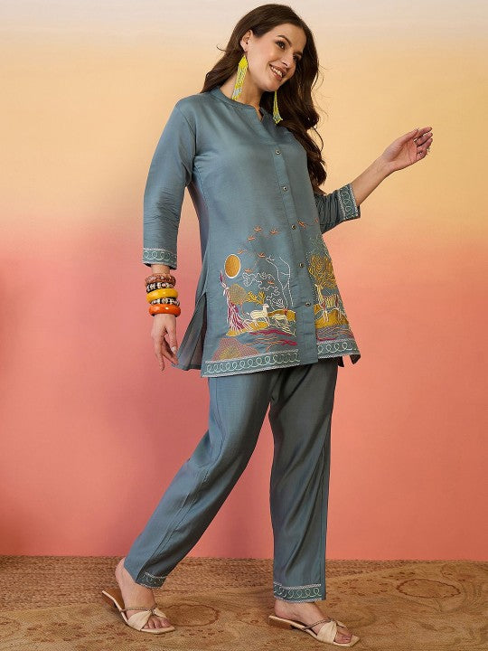 Embroidered Tunic With Trouser Co-Ords-4