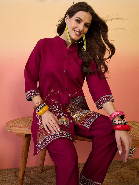 Embroidered Tunic With Trouser Co-Ords