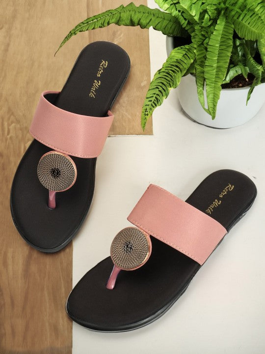 Embellished Retro Open Toe Flats