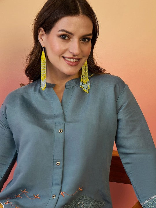 Embroidered Tunic With Trouser Co-Ords-5