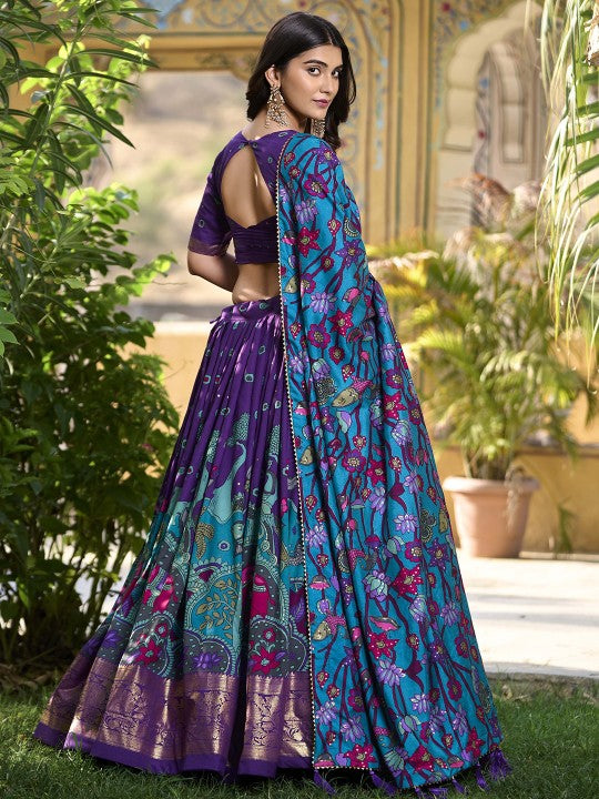 Printed Kalamkari Ready to Wear Lehenga & Unstitched Blouse With Dupatta-2