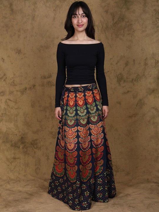 Printed Pure Cotton A-line Maxi Skirts-6