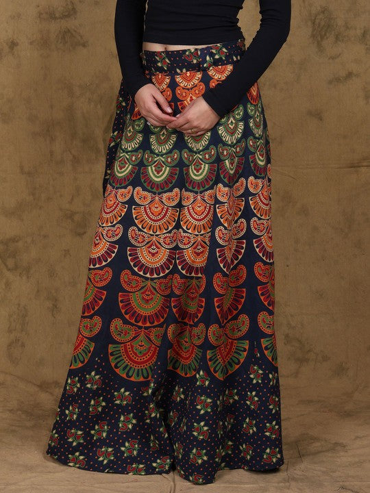 Printed Pure Cotton A-line Maxi Skirts-3