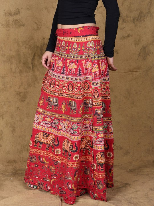 Printed Pure Cotton Wrap-Around Maxi Skirt-4