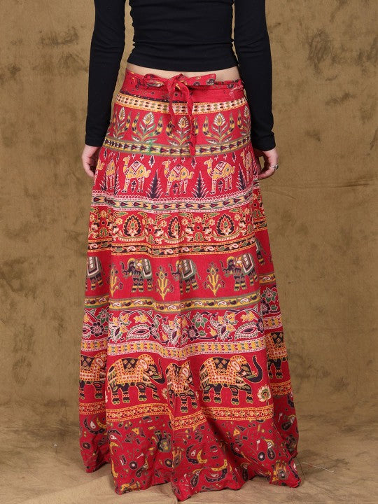 Printed Pure Cotton Wrap-Around Maxi Skirt-2