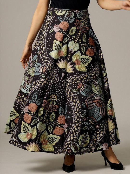 Printed Pure Cotton Wrap-Around Maxi Skirt-3