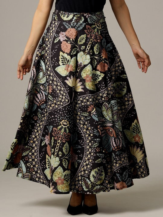 Printed Pure Cotton Wrap-Around Maxi Skirt-4