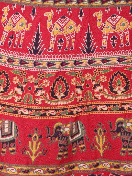 Printed Pure Cotton Wrap-Around Maxi Skirt-5