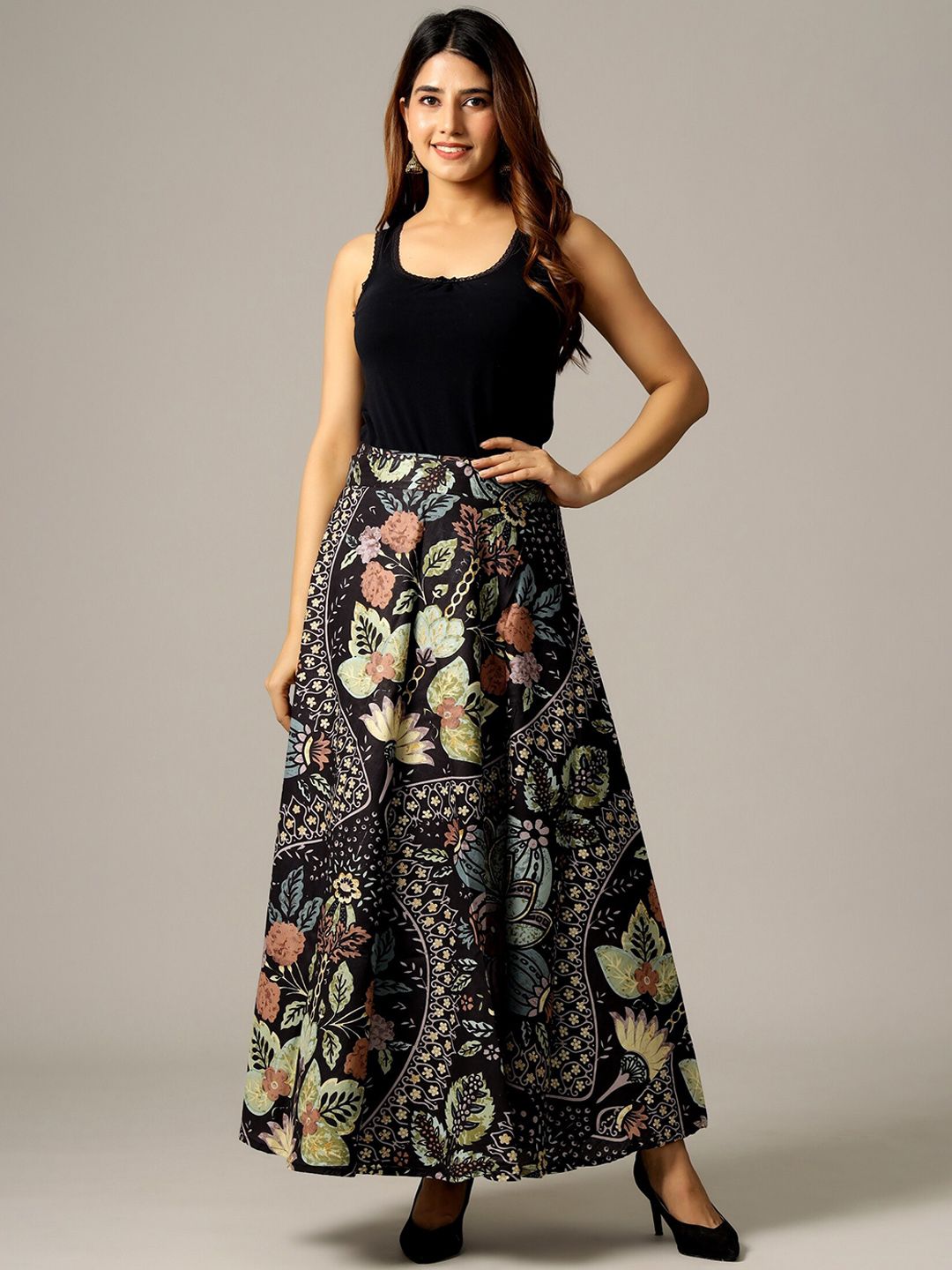 Printed Pure Cotton Wrap-Around Maxi Skirt