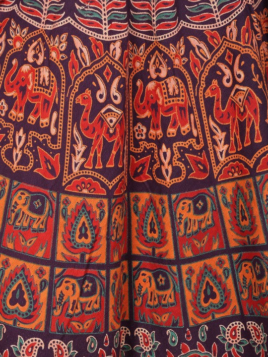 Printed Pure Cotton Wrap Maxi Skirts-5