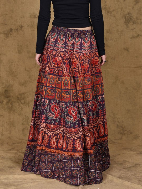 Printed Pure Cotton Wrap Maxi Skirts-2