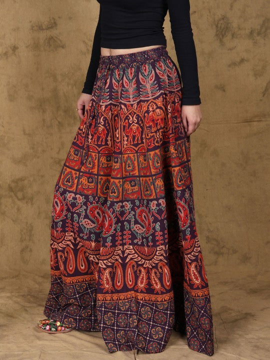 Printed Pure Cotton Wrap Maxi Skirts-3
