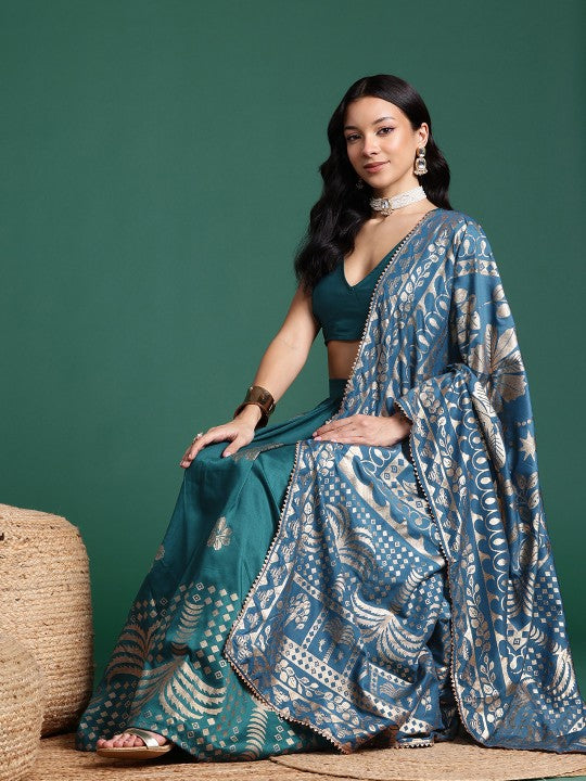 Printed Ready to Wear Lehenga & Blouse With Dupatta-1